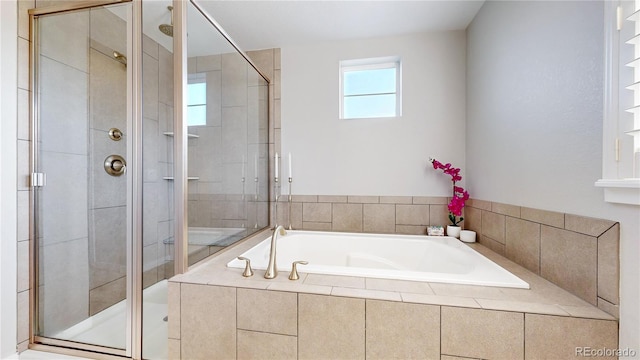 bathroom with plus walk in shower