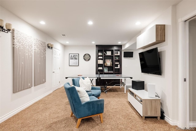 10069 E 28th Ave, Denver, CO 80238 - living room with light carpet and recessed lighting