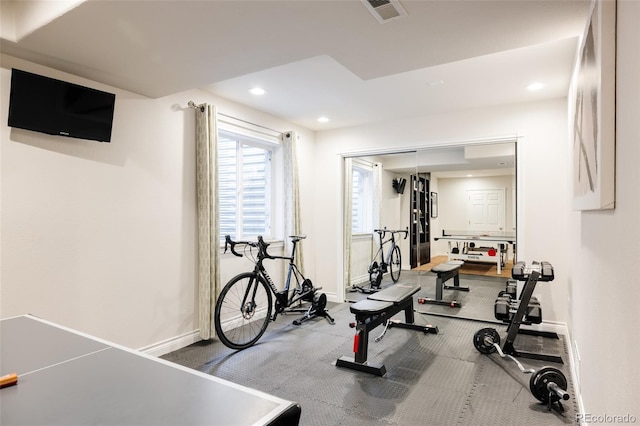 10069 E 28th Ave, Denver, CO 80238 - workout room featuring baseboards and recessed lighting