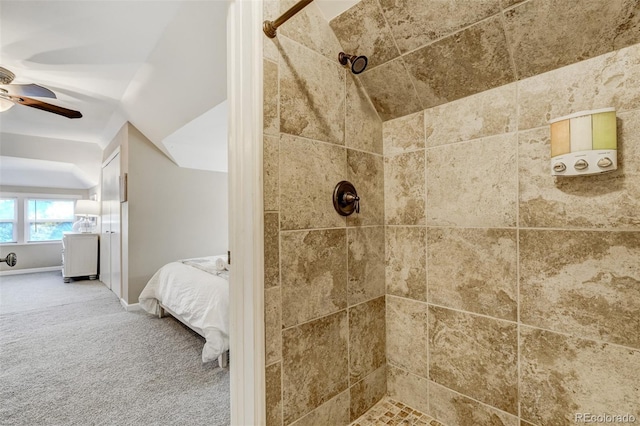 1510 S Cascade Ave, Colorado Springs, CO 80905 - ensuite bathroom with tiled shower and a ceiling fan