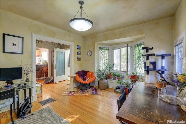 living room featuring light wood-type flooring