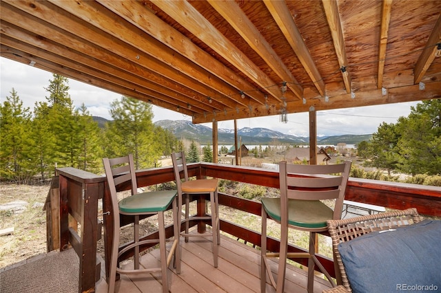 479 County Road 465, Grand Lake, CO 80447 - wooden terrace with a mountain view
