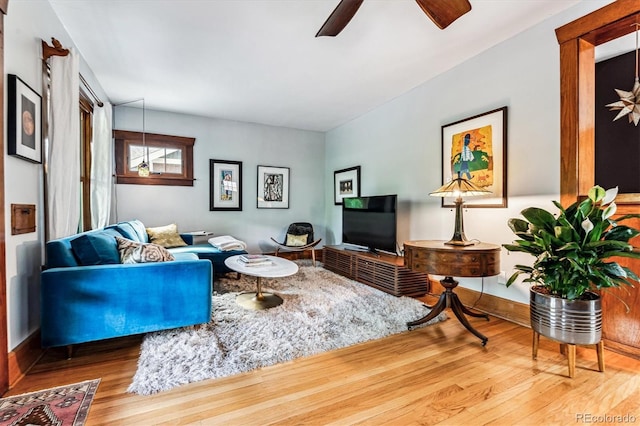 3145 W 31st Ave, Denver, CO 80211 - living area with wood finished floors and ceiling fan