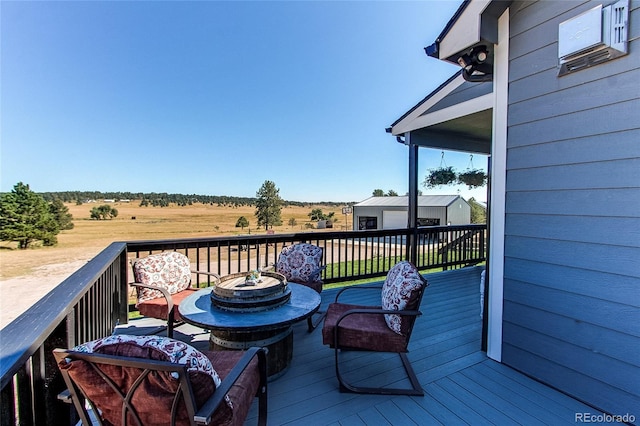 deck with a rural view