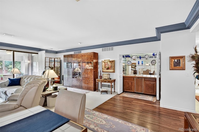 2800 S University Blvd Unit 174, Denver, CO 80210 - living area with wood finished floors and ornamental molding