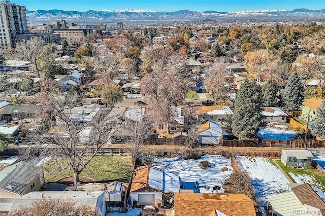 aerial view with a mountain view