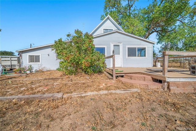 view of front of property with a deck