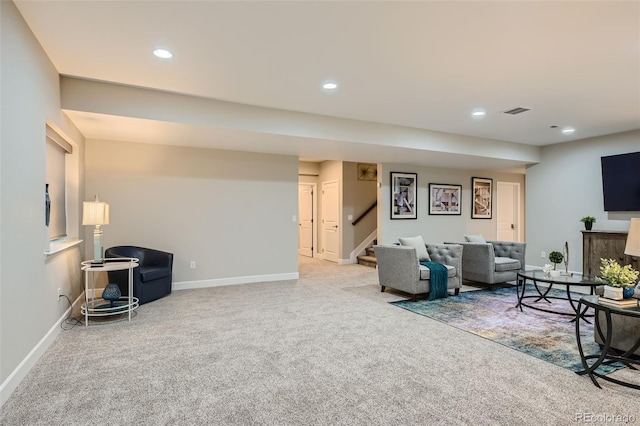 living room featuring carpet floors