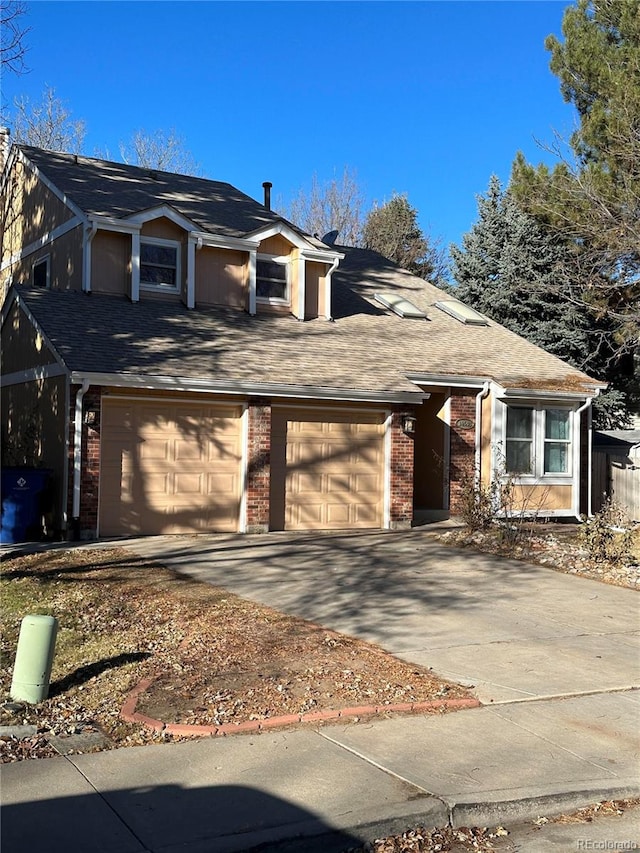 front of property with a garage