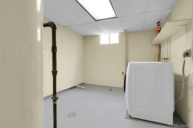 1091 E Pinewood Ave, Centennial, CO 80121 - basement featuring washer / dryer and a drop ceiling