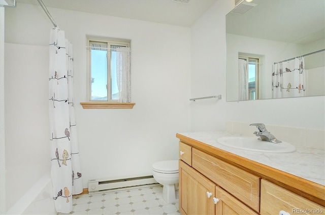 30870 County Road 356, Buena Vista, CO 81211 - bathroom featuring baseboard heating, plenty of natural light, vanity, and tile patterned floors