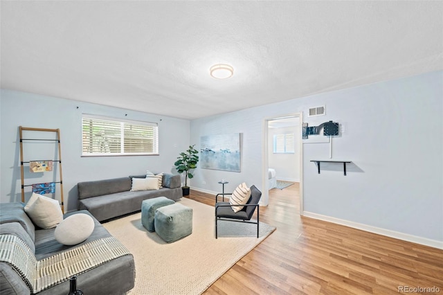 2047 S Milwaukee St Unit 4, Denver, CO 80210 - living area featuring visible vents, light wood-style flooring, baseboards, and a healthy amount of sunlight