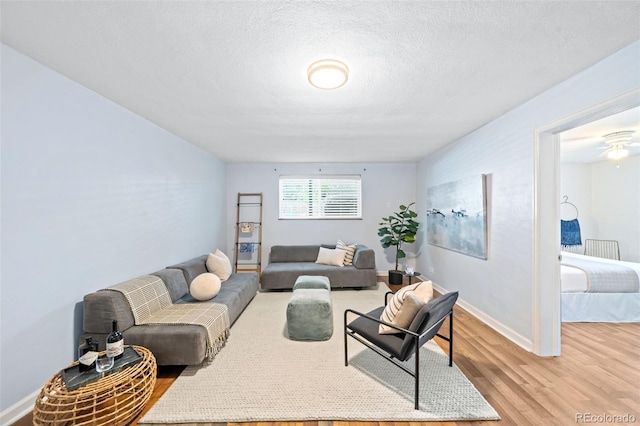 2047 S Milwaukee St Unit 4, Denver, CO 80210 - living room with light wood-style floors, a textured ceiling, and baseboards