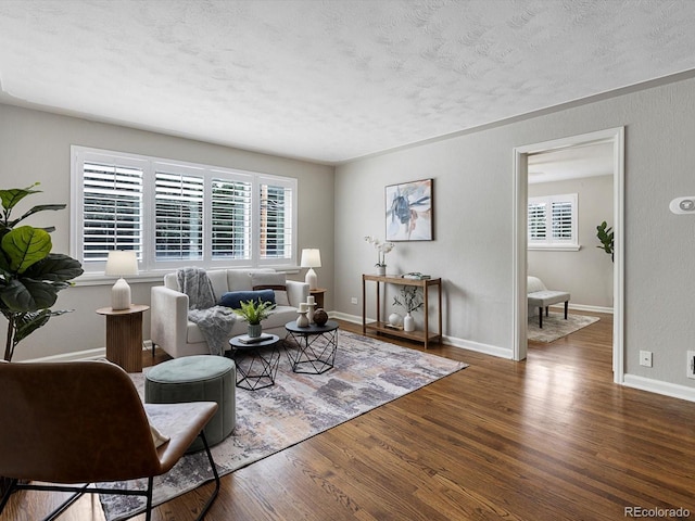 2047 S Milwaukee St Unit 4, Denver, CO 80210 - living room featuring a textured ceiling and wood finished floors