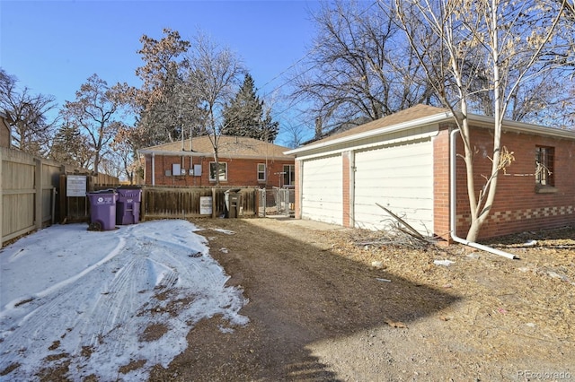 exterior space with a garage