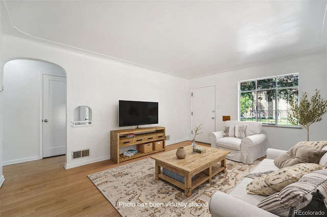 living room featuring hardwood / wood-style flooring