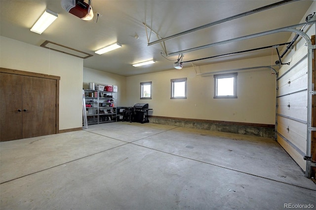 garage with a garage door opener