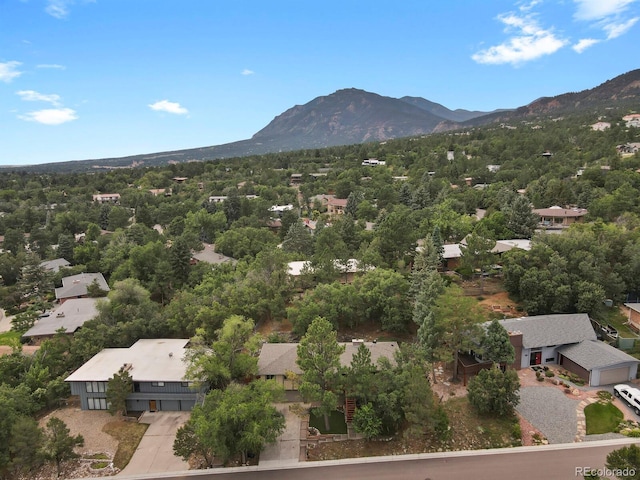 birds eye view of property with a mountain view