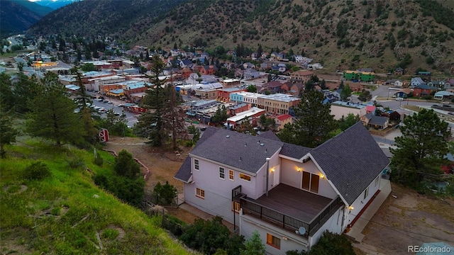 drone / aerial view with a mountain view