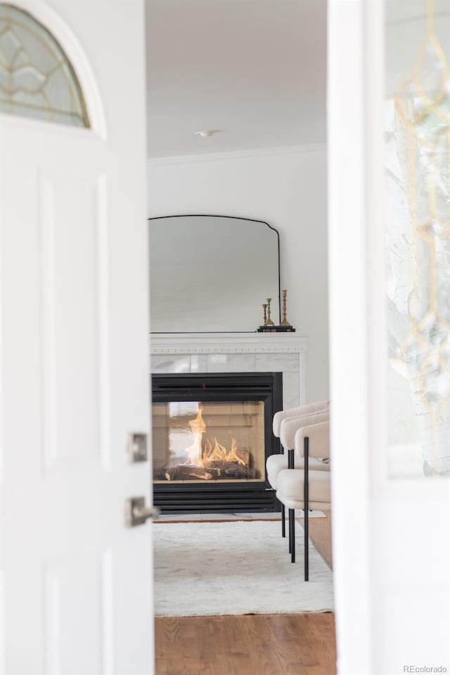6535 Balsam St, Arvada, CO 80004 - detailed view of a multi sided fireplace and ornamental molding