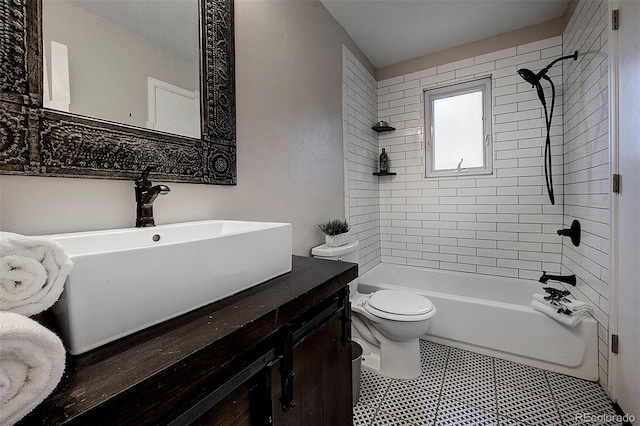 11669 S Upper Ranch Dr, Pine, CO 80470 - bathroom with vanity, toilet, and bathtub / shower combination