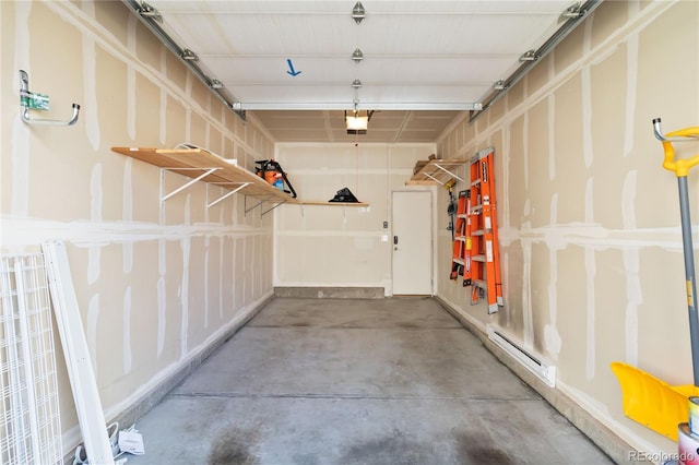 2409 Court Pl, Denver, CO 80205 - garage featuring a garage door opener and a baseboard radiator
