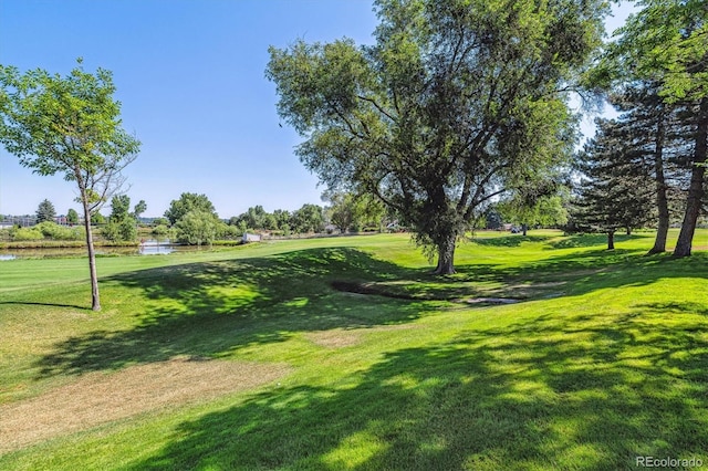 surrounding community featuring a yard and a water view