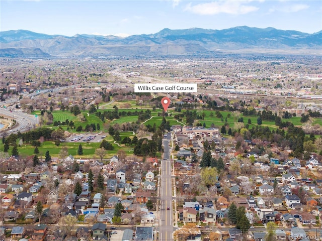 drone / aerial view with a mountain view and a residential view