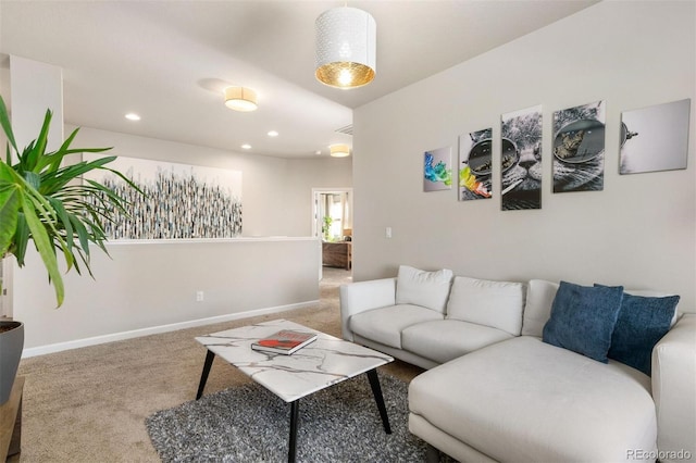 living room featuring carpet flooring