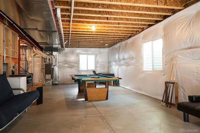 recreation room featuring concrete floors and billiards