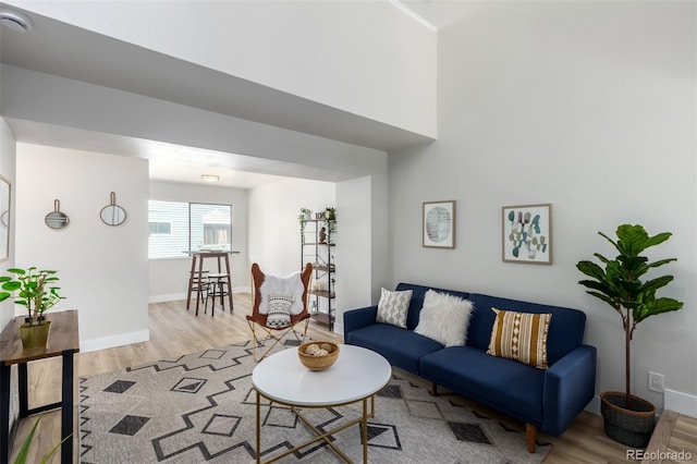 living room featuring light hardwood / wood-style flooring