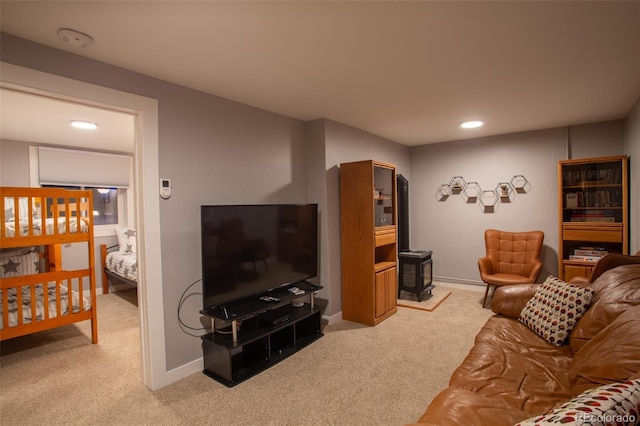 472 Ryan Gulch Rd, Silverthorne, CO 80498 - living room with light carpet, recessed lighting, and baseboards