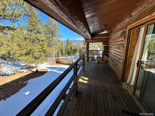 deck featuring a mountain view