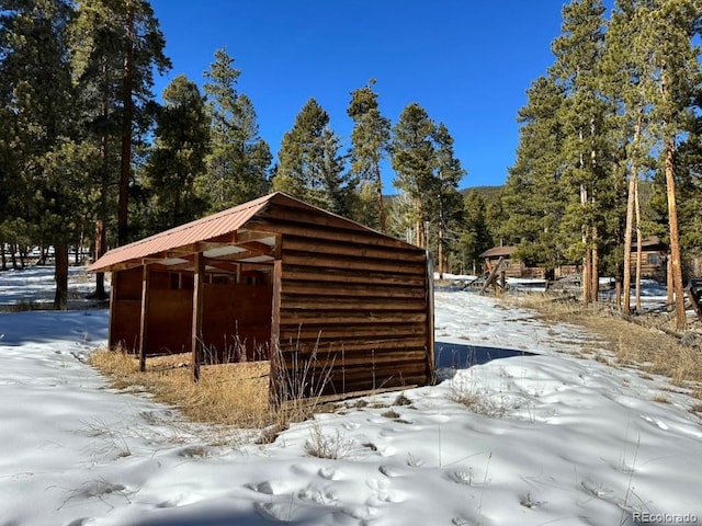 view of snow covered structure