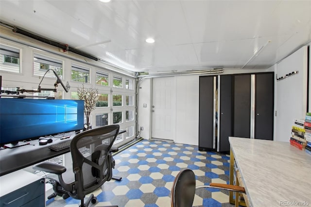 office area featuring tile patterned floors