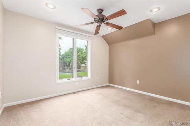 3 Glenview Dr, Littleton, CO 80123 - spare room featuring light colored carpet, baseboards, ceiling fan, and recessed lighting