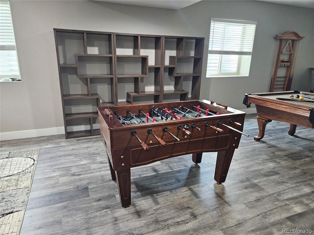 23696 E Del Norte Pl, Aurora, CO 80016 - playroom featuring billiards, wood finished floors, and baseboards
