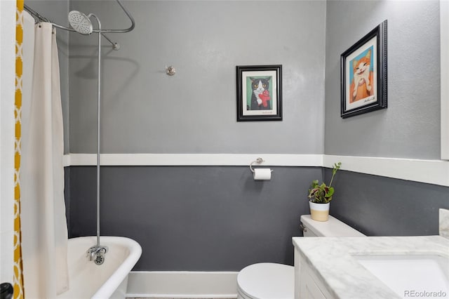 1215 Jackson St, Denver, CO 80206 - full bathroom featuring a freestanding tub, vanity, and a shower with shower curtain