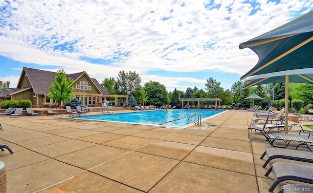 14214 Lakeview Ln, Broomfield, CO 80023 - community pool featuring a patio and a pergola