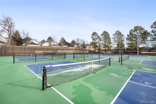 view of tennis court with basketball court