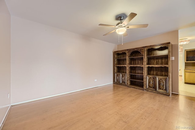 interior space featuring light hardwood / wood-style flooring and ceiling fan