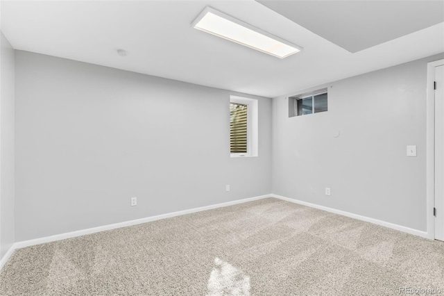 basement featuring carpet flooring