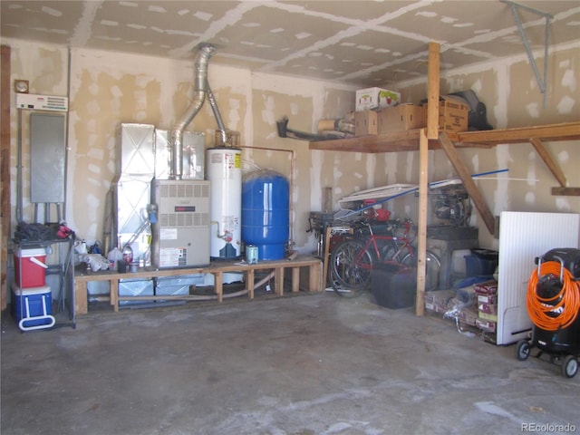 garage with water heater