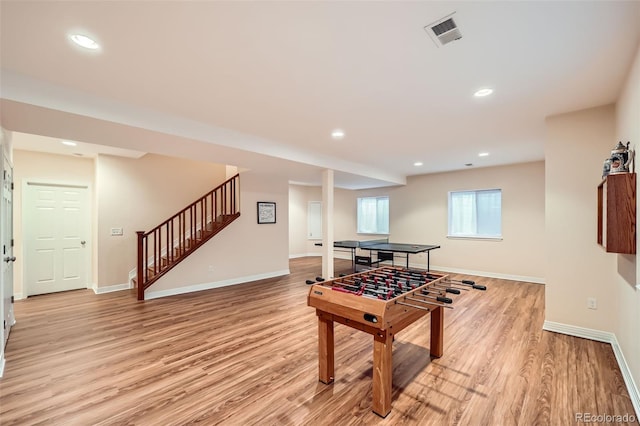 playroom featuring light hardwood / wood-style floors