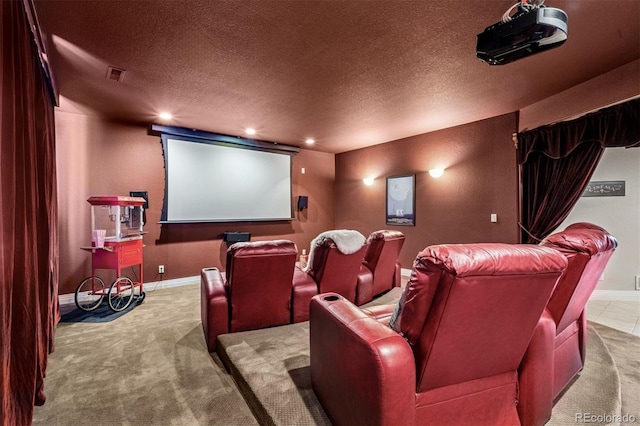 13962 W 76th Ln, Arvada, CO 80005 - carpeted home theater featuring a textured ceiling and recessed lighting