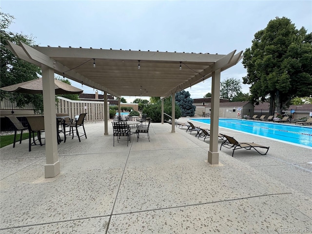 view of swimming pool featuring a patio