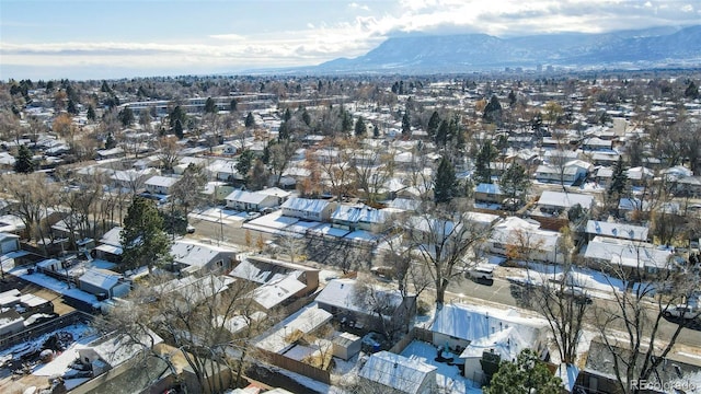 aerial view featuring a mountain view