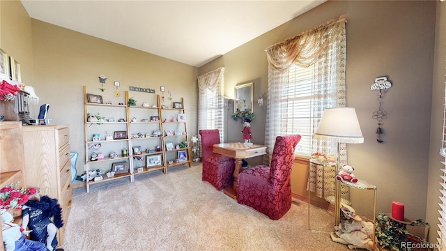 view of carpeted dining room