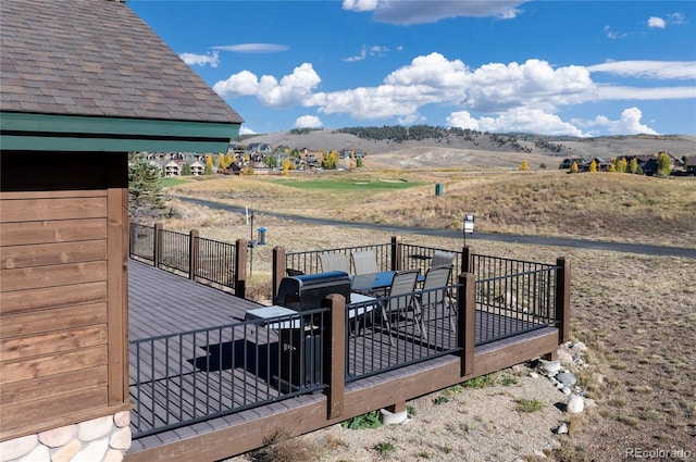 deck with a mountain view