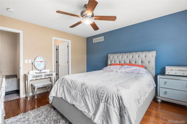 3000 E 112th Ave Unit 86, Northglenn, CO 80233 - bedroom with wood finished floors and a ceiling fan